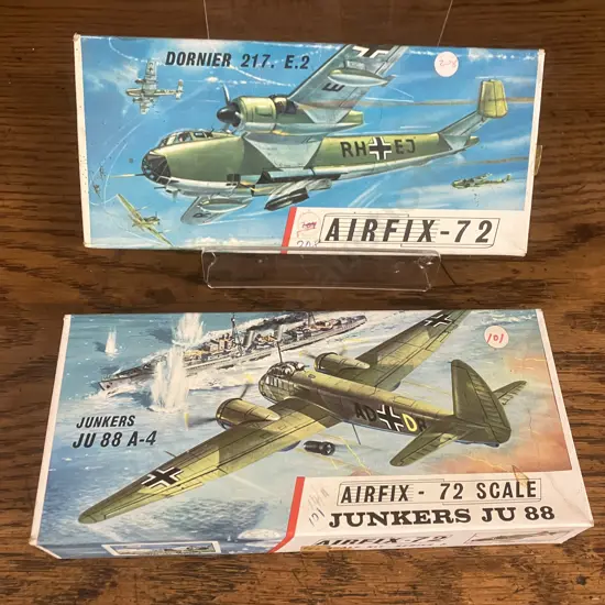 Vintage Airfix Junkers Ju 88 A-4 #387 1964 & Dornier 217. E.2 #383 1963 1/72 Scale Series 3 Model Kits  - England 1964