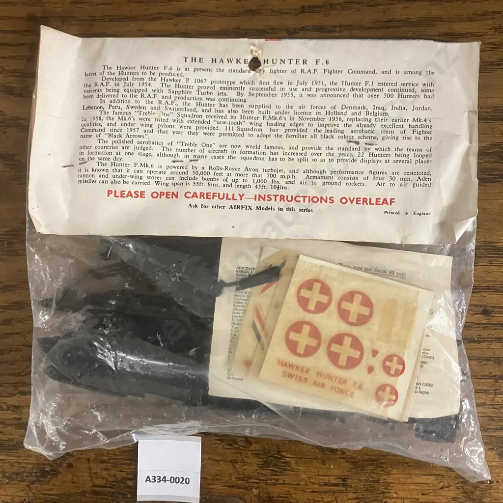 Vintage Airfix Hawker Hunter F.6 Kit, 1/72 Scale, Pattern 288. Series 2 Sealed In Hang Bag - England 1960 Image 1++