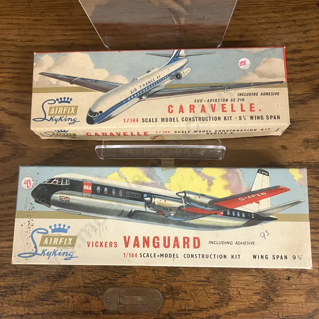 Vintage Airfix SkyKing 1/144 Sud-Aviation SE 210 Caravelle #SK400 1961 & Vickers Vanguard #SK501 1962 Kits - England Image 1++