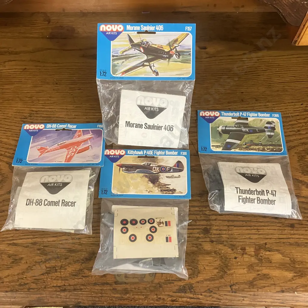 Vintage Novo(ex Frog) 1/72 Air Kits Thunderbolt P47 F390, DH88 Comet F168, Kittyhawk P40E F391, Morane Saulnier 406 F157 Image 1++