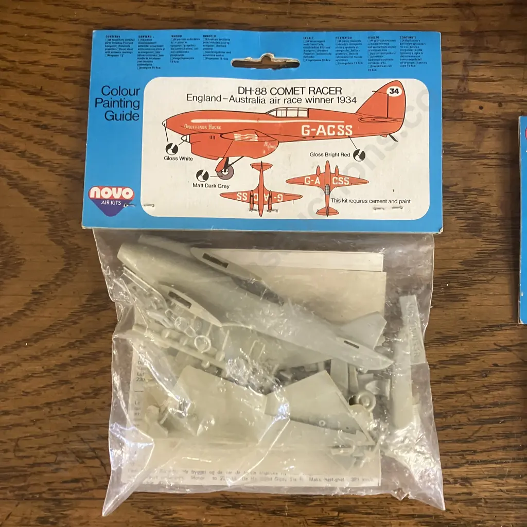 Vintage Novo(ex Frog) 1/72 Air Kits Thunderbolt P47 F390, DH88 Comet F168, Kittyhawk P40E F391, Morane Saulnier 406 F157 Image 1++