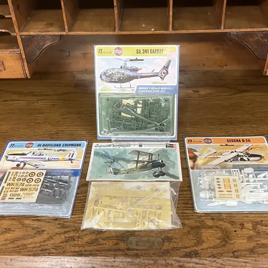 Vintage Airfix 1/72 Series 1 Blister Packs x 3 - SA.341 Gazelle, Cessna 0-2A, de Havilland Chipmunk