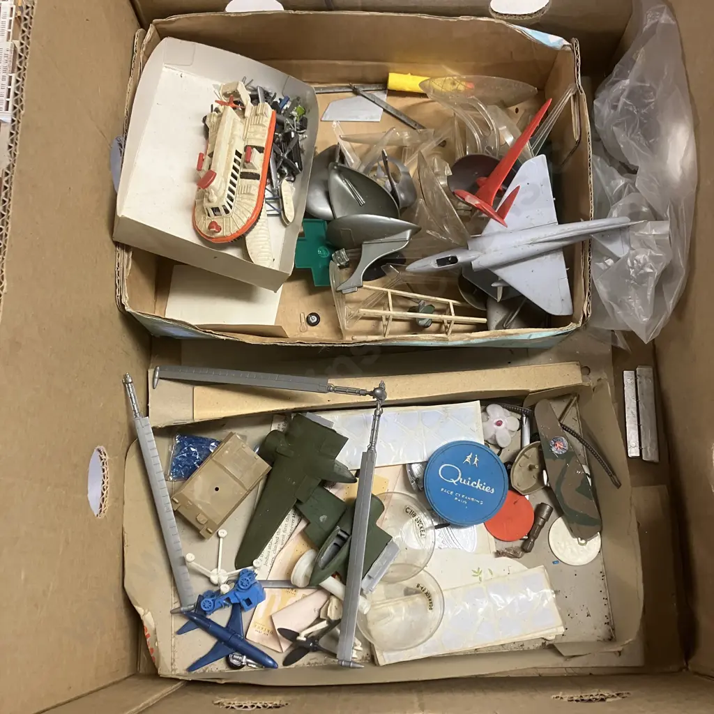 Box Lot - Damaged / Incomplete Model Aircraft, Decal Sheets, Stands Etc Image 1++