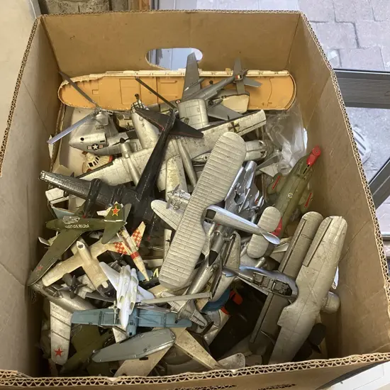 Box Lot - Damaged / Incomplete Model Aircraft, Decal Sheets, Stands Etc
