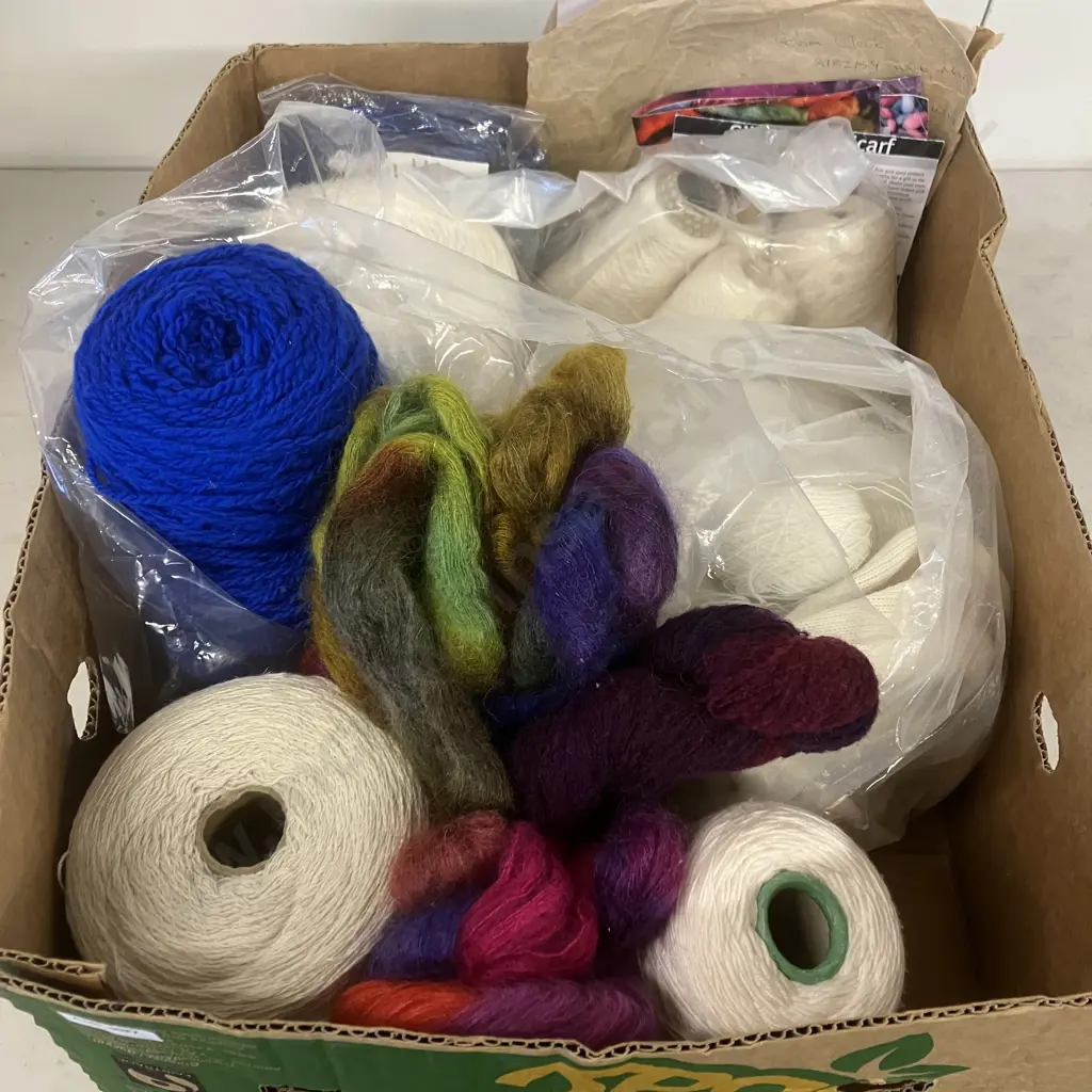 Box Lot Assorted Wool, Cottons Etc Image 1++