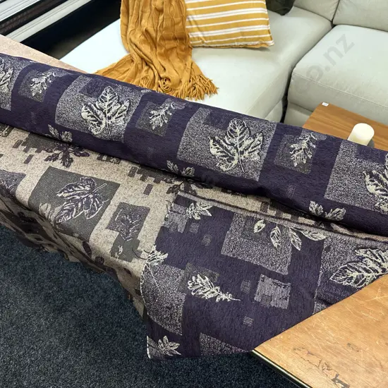 Roll Of Fabric Aprox 6 Metres Cream/Purple Tones With Leaf Detail