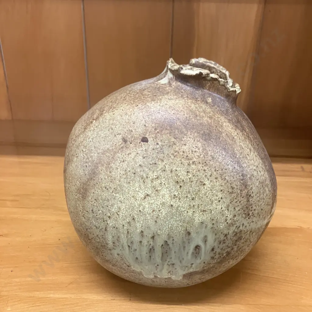 Glazed Pottery Vase Stamped On Base. H16cm Image 1++