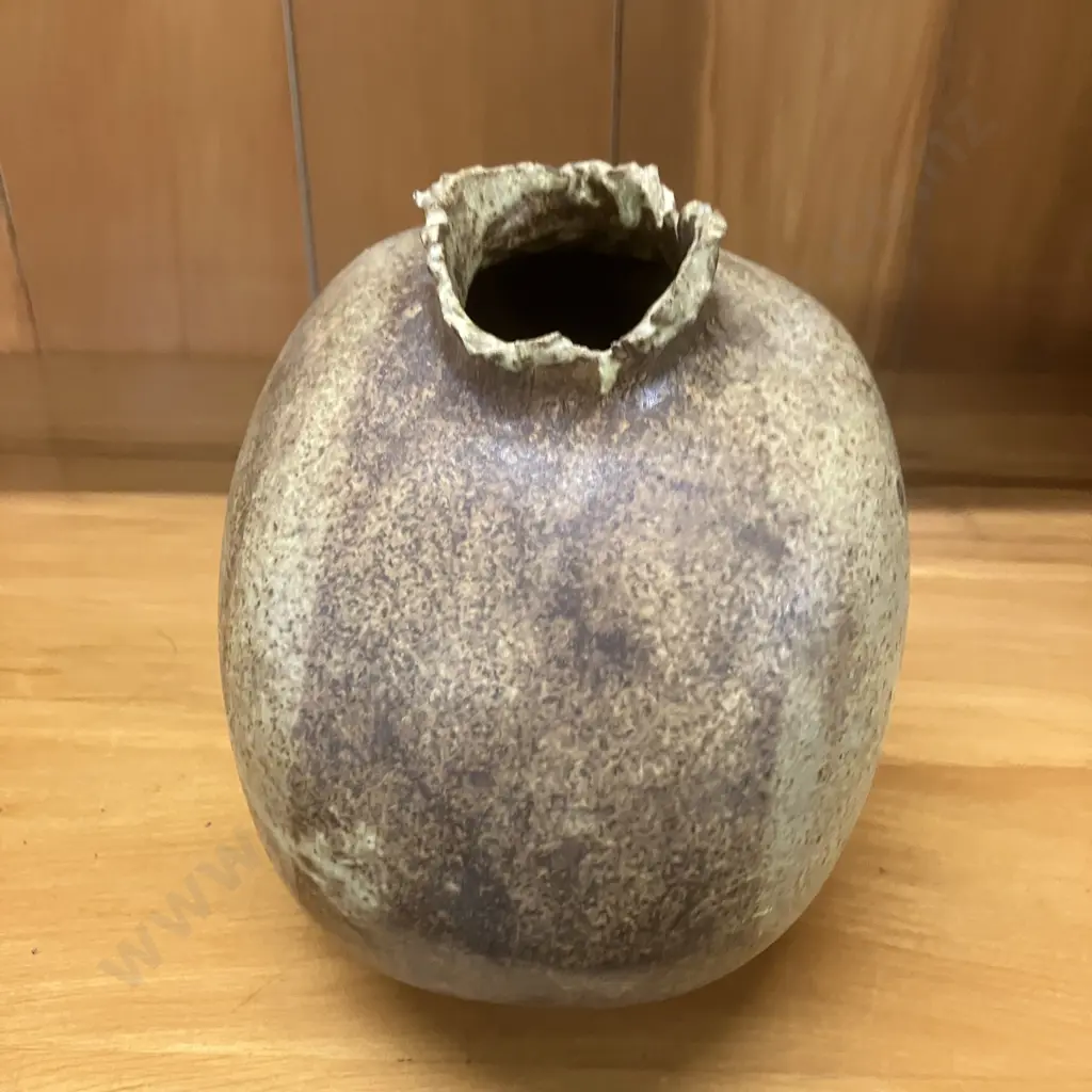 Glazed Pottery Vase Stamped On Base. H16cm Image 1++