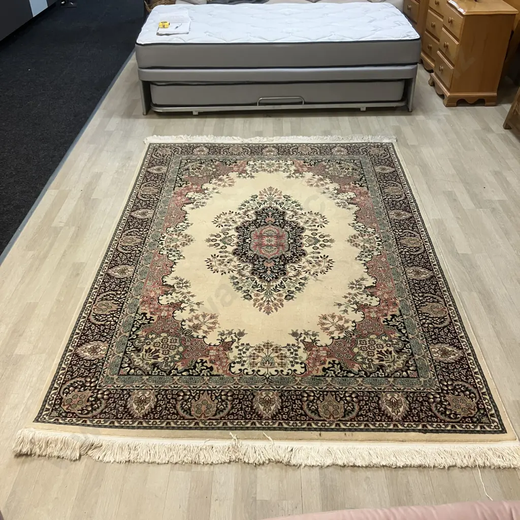 Turkish Carpet 'Super Istanbul' Persian Look Pattern With Pastel Tones & Tassels. 170 x 255cm Image 1++
