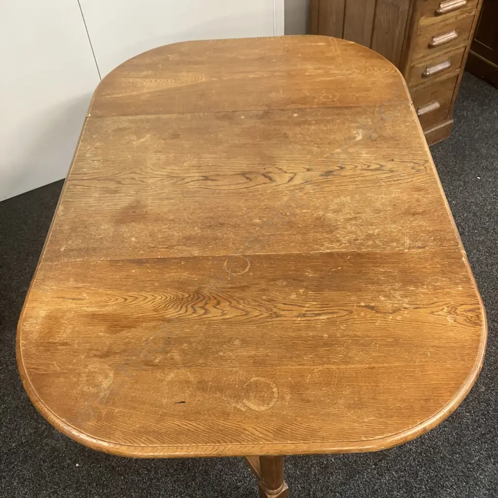 Vintage Oak Folding Gateleg Table. W92 D56 to 135cm Image 1++