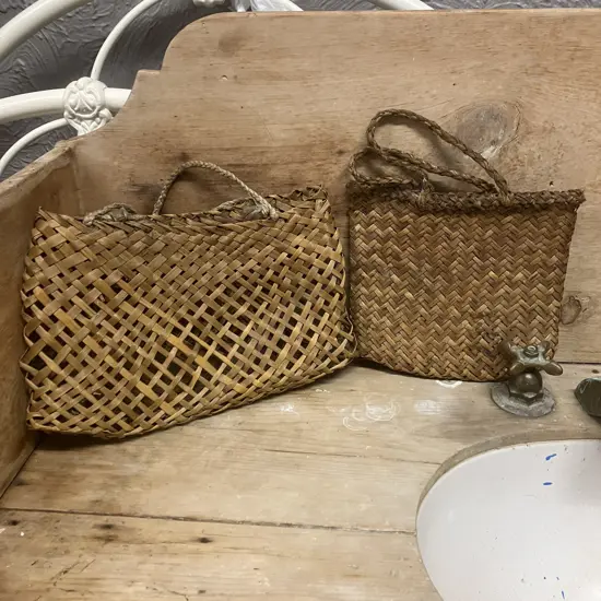 Pair of Vintage Small Flax Bags