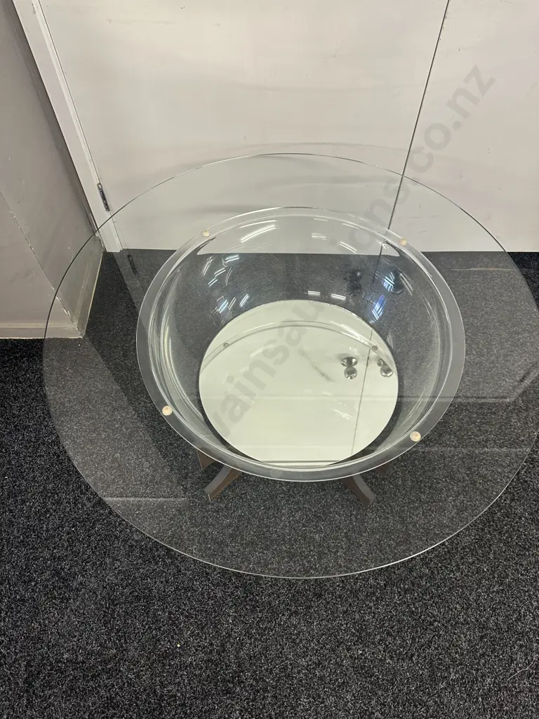 Mid Century Mirrored Fish Bowl Coffee Table Image 1++