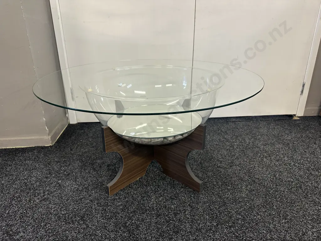 Mid Century Mirrored Fish Bowl Coffee Table Image 1++