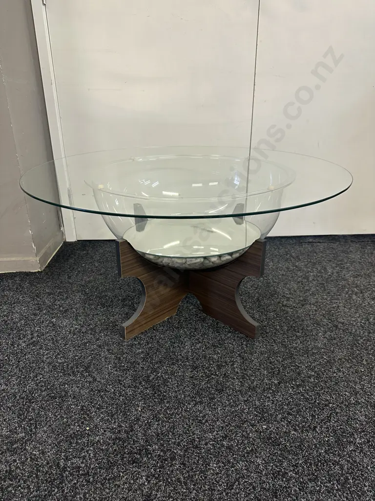 Mid Century Mirrored Fish Bowl Coffee Table Image 1++
