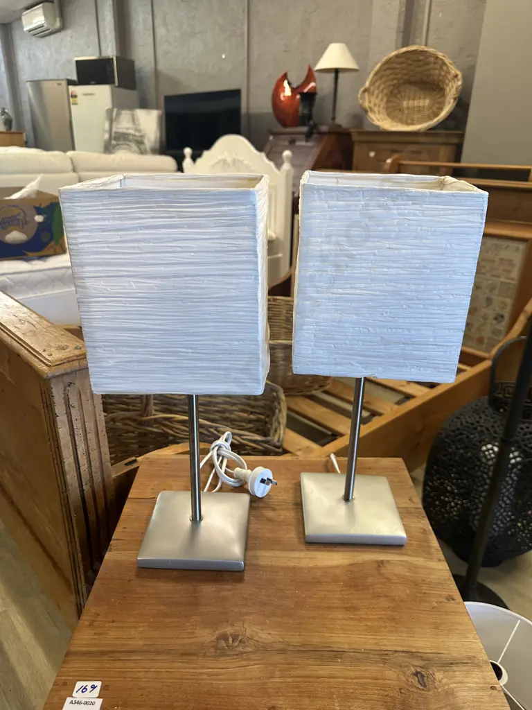 Pair Of Orbit Lighting Table Lamps With Cream Shades H41cm. Image 1++