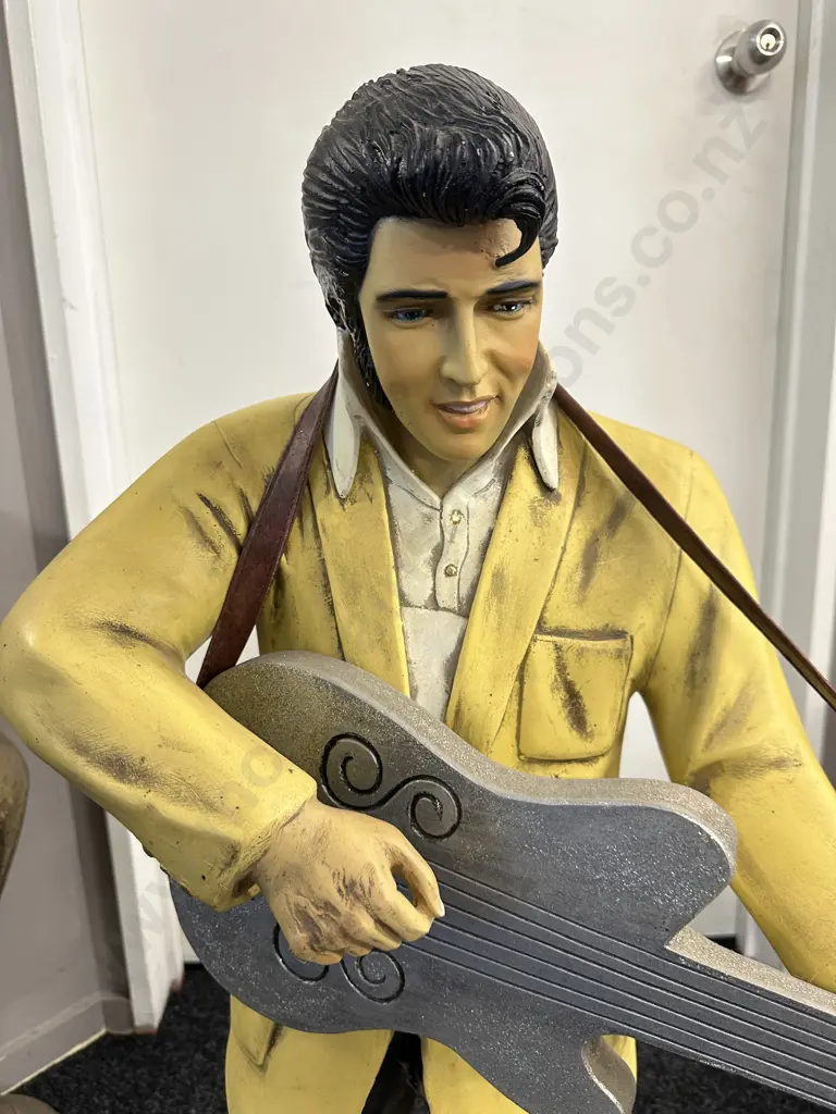 Life Size Resin Statue Of Elvis Presley In Classic Pose Plating His Guitar H96,W70cm. Image 1++