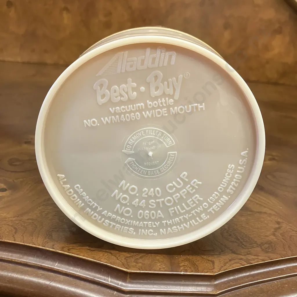 Vintage Aladdin Best Buy Wide Mouth Thermos WM4060, Cup 240, Brown Plaid, One Quart - USA Image 1++