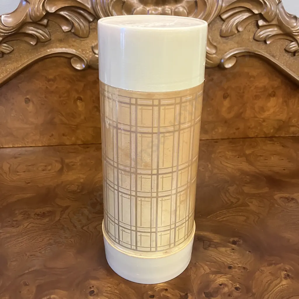 Vintage Aladdin Best Buy Wide Mouth Thermos WM4060, Cup 240, Brown Plaid, One Quart - USA Image 1++