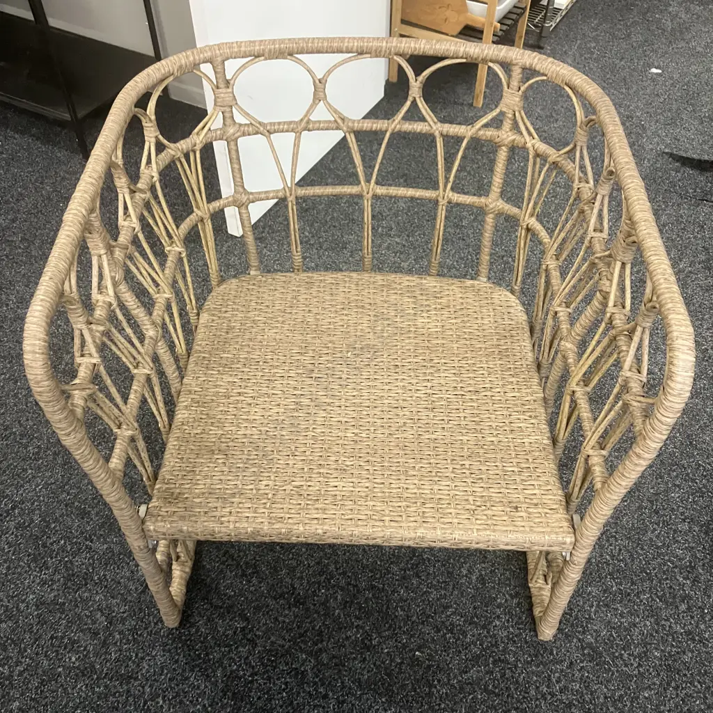 Nouveau Malay All Weather Rattan Wicker 3 Pce Outdoor Lounge Setting. Olefin Cushions, Tempered Glass Table Top Image 1++