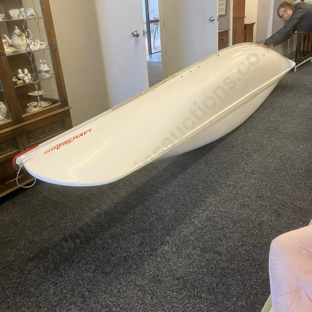 Vintage Novacraft 16' Canadian Canoe With Three Wooden Paddles, Stainless Bracket For Small Outboard Motor Image 1++