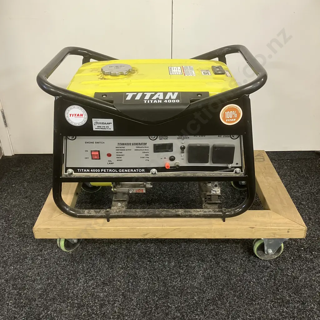 Titan 4000 3.3kW Petrol Generator With 4 Wheeled Wooden Trolley Image 1++