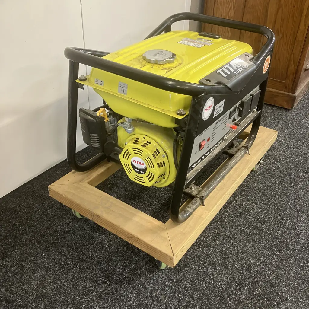 Titan 4000 3.3kW Petrol Generator With 4 Wheeled Wooden Trolley Image 1++