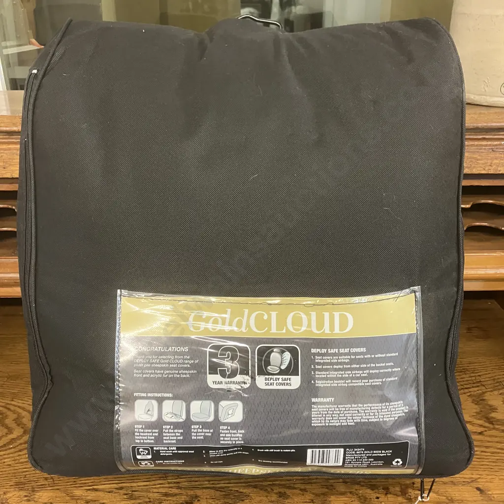 GoldCLOUD Luxury Sheepskin Seat Covers - Front Pair, High Back Bucket, Black (NIB) Image 1++