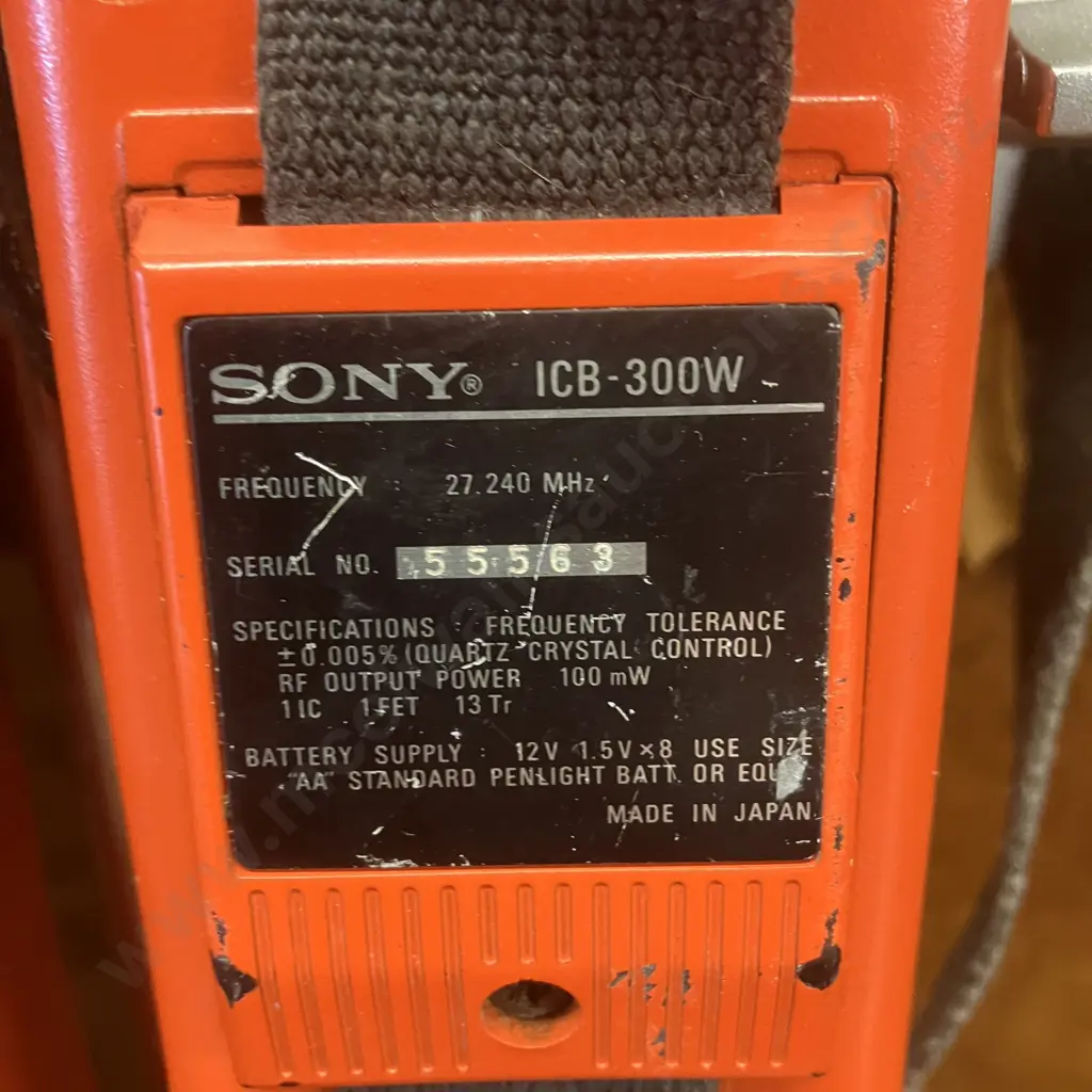 Pair of Sony Transceiver ICB-300W Walkie Talkies IC+FET, 27.240MHz, Orange - Vintage 1970's Japan Image 1++