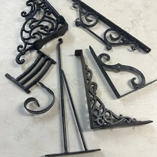 Selection Of Black Cast Wall Brackets Etc