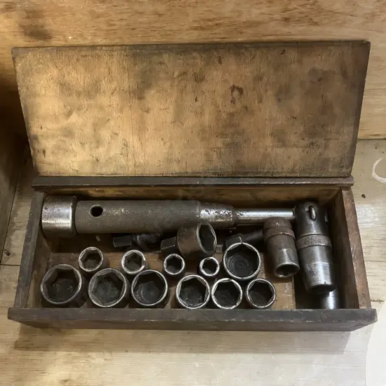 Antique Socket Ratchet Wrench With Assorted Sockets Etc
