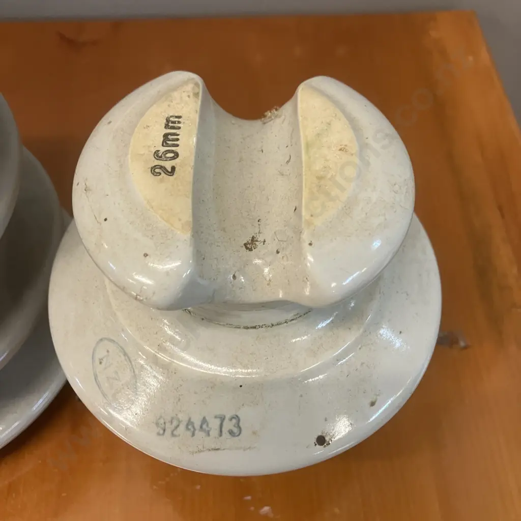 NZI Insulators - Grey Glazed, Stamped & Numbered. H21cm & 15cm Image 1++