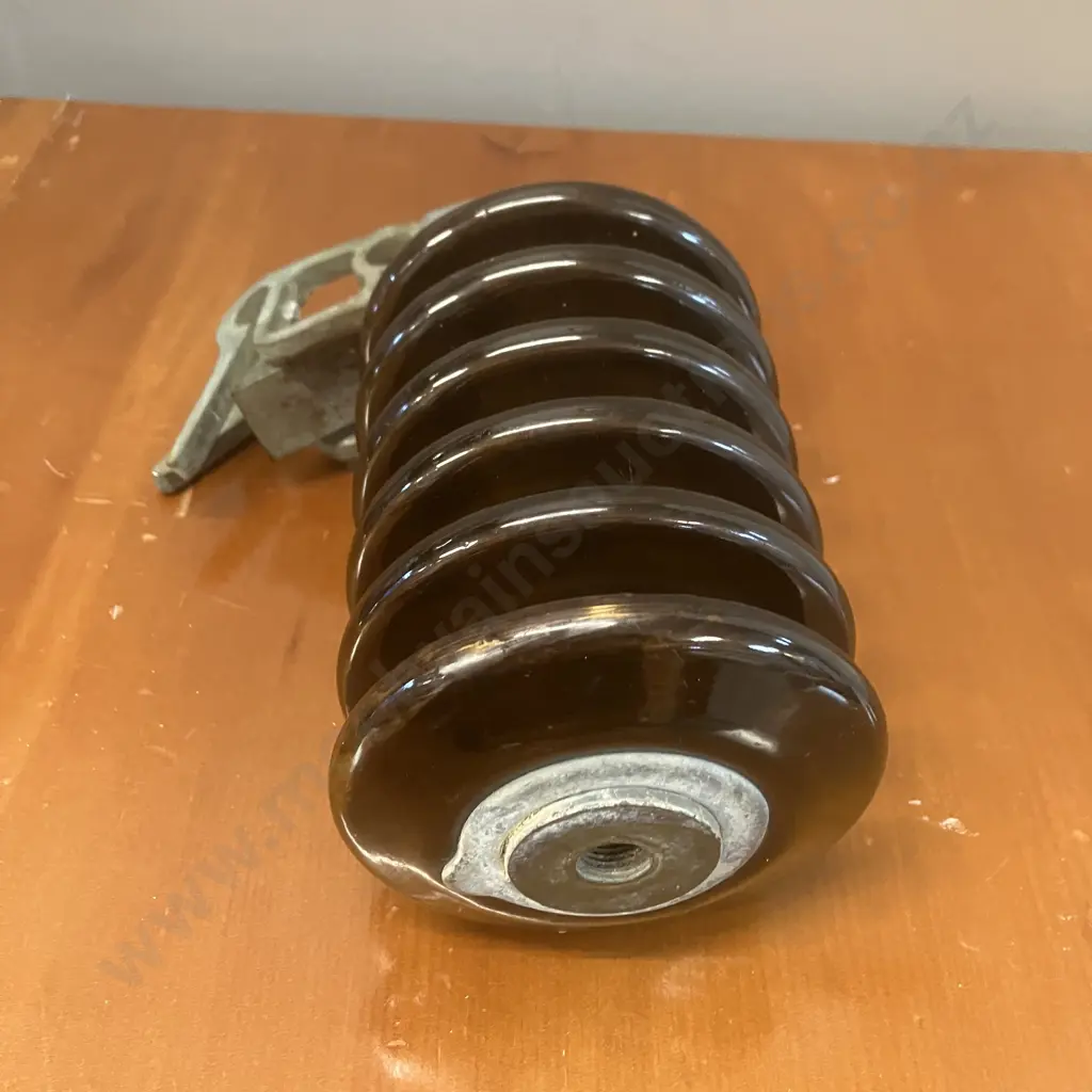 Vintage Brown Glazed Ceramic High Voltage Electrical Insulator. H21cm Image 1++