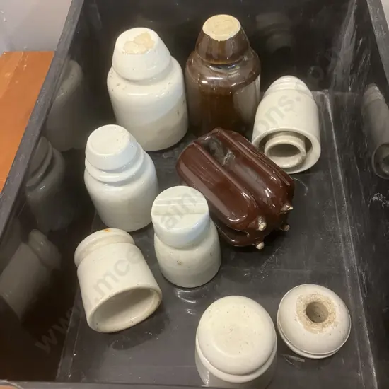 Vintage Assorted Porcelain Ceramic Glazed Insulators x 9
