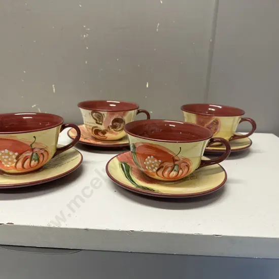 Living Art A LA CARTE Large Cups & Saucers x4 With Soup Recipes On 