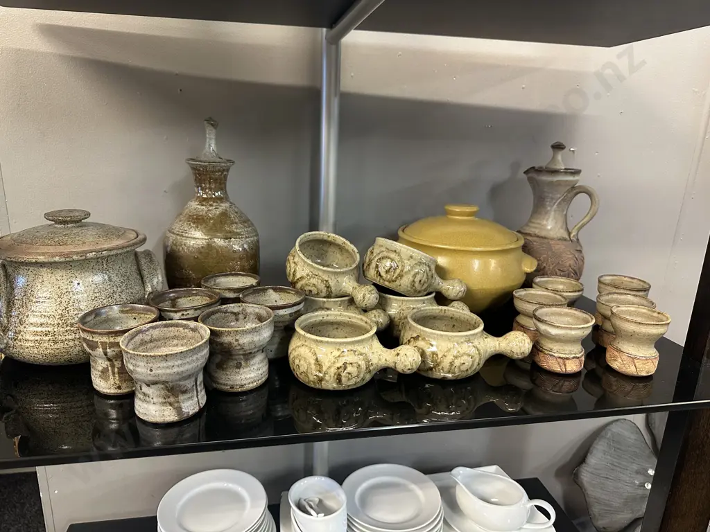 Large Selection Of Pottery Items Including Decanters, Goblets, Soup Bowls & Casserole Dishes Image 1++