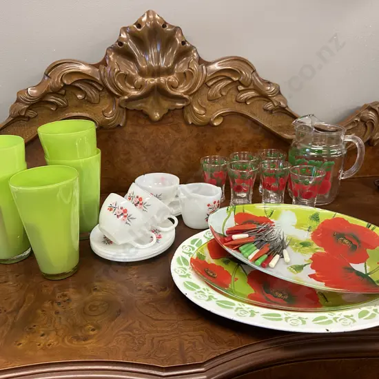 Vintage Mid Century  Tomatoe Juice Jug & Glasses, Fire King Primose Ware, Vase Etc