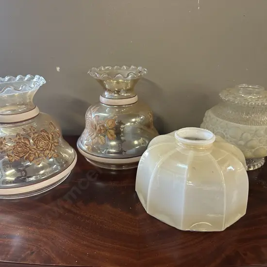 Selection Of Vintage Glass Light Shades Etc (as found)