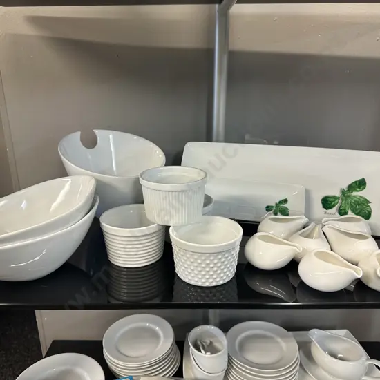 Selection Of White Crockery Including db design, Cordon Bleu Ramekins, Platters Etc