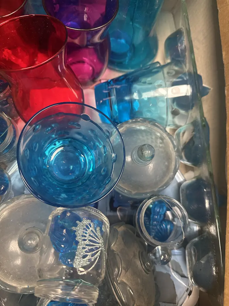 Selection Of Vases, Blue Glass Ware, Candles Etc Image 1++