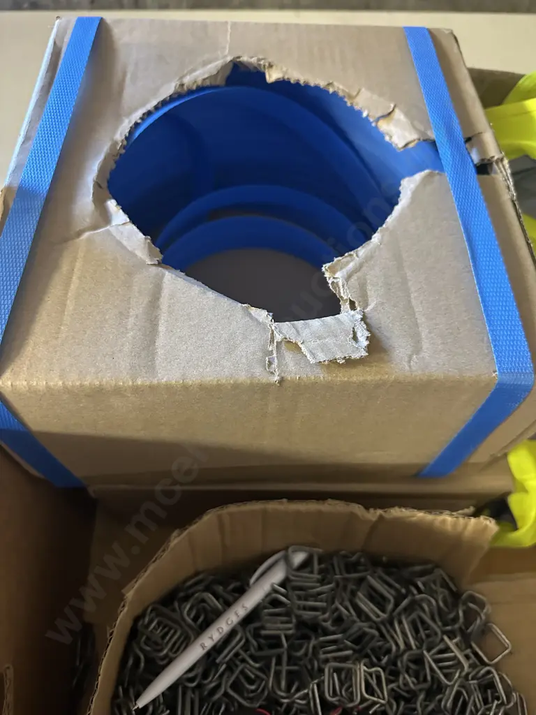 Box Of Assorted x2 Including Stationary, High Viz Builders Strapping Etc Image 1++