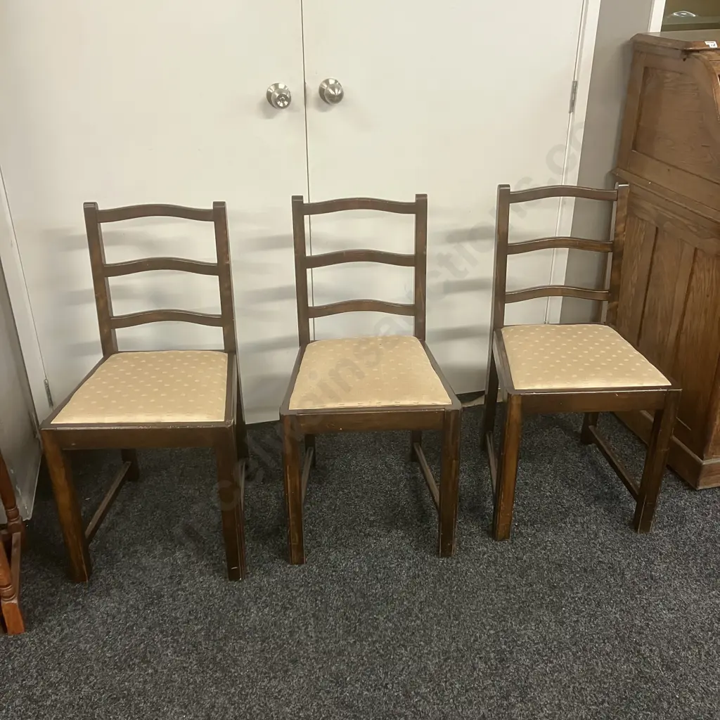 Set of 6 Vintage Ladderback Dining Side Chairs Image 1++