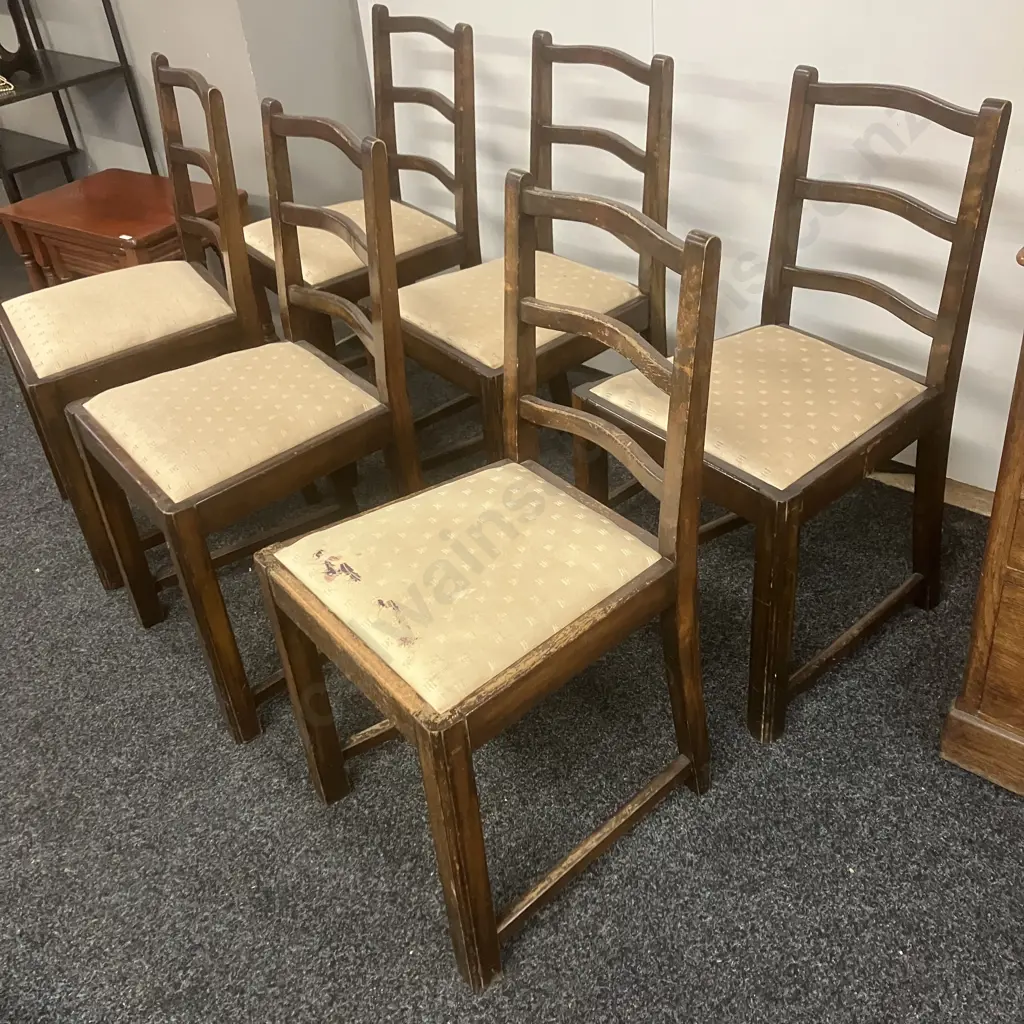 Set of 6 Vintage Ladderback Dining Side Chairs Image 1++