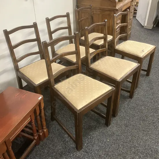 Set of 6 Vintage Ladderback Dining Side Chairs