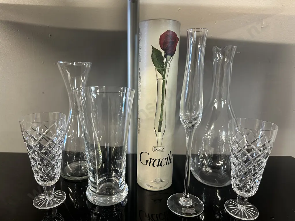 Assorted Vases Including Kosta Boda Bud Vase, Karafe Etc Image 1++