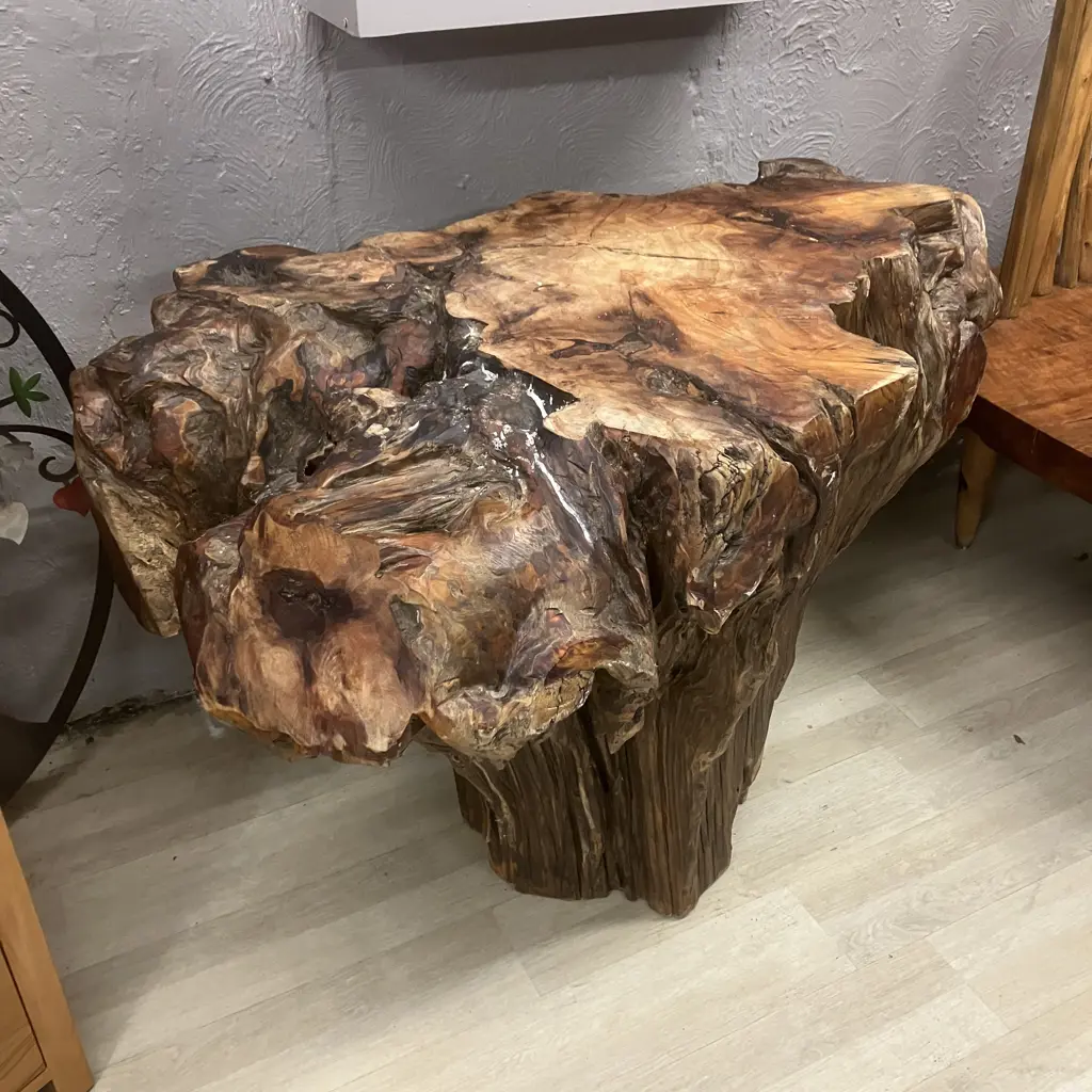 Large Very Heavy Swamp Kauri Stump (Washed In At Turakina Beach). H77 W107 D69cm Image 1++