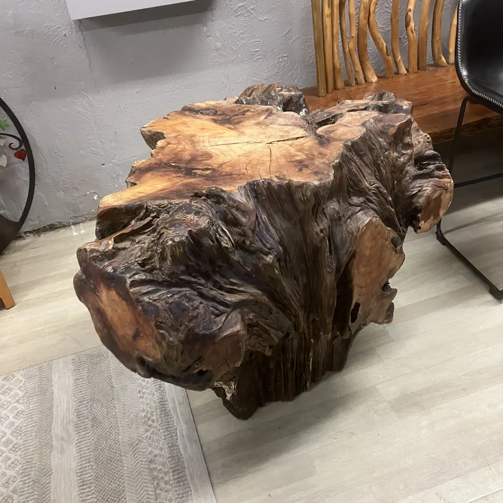 Large Very Heavy Swamp Kauri Stump (Washed In At Turakina Beach). H77 W107 D69cm Image 1++