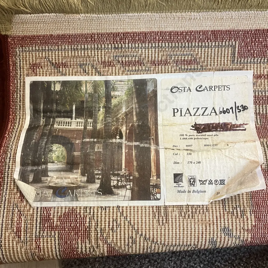 Belgium Floor Rug - 170 x 240cm 100% Wool Pile Osta Carpets Piazza 6607/330 Image 1++