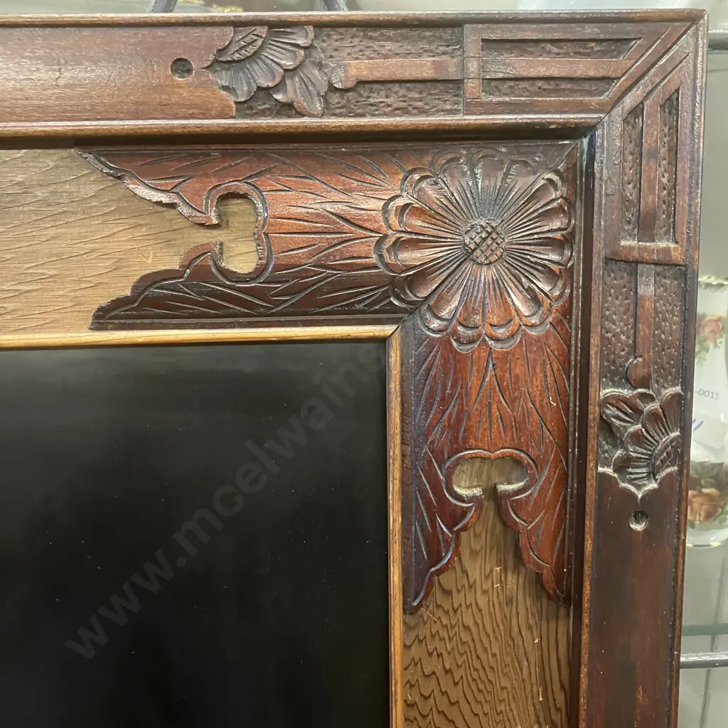 Japanese Ivory & Ebonised Meiki Period Shibayama Panel, High Relief, Carved Timber Frame. Signed. 107 x 64cm Image 1++