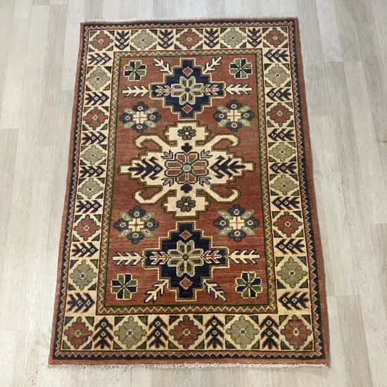 Ghazni Kazak Hand Knotted Tribal Rug With COA 125 x 85cm - Pamir Rugs, Aged