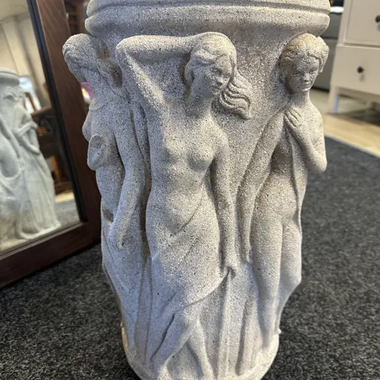 Greek Renaissance Aphrodite Raised Pattern Cast Concrete Umbrella Stand Planter. 48 x 30cm